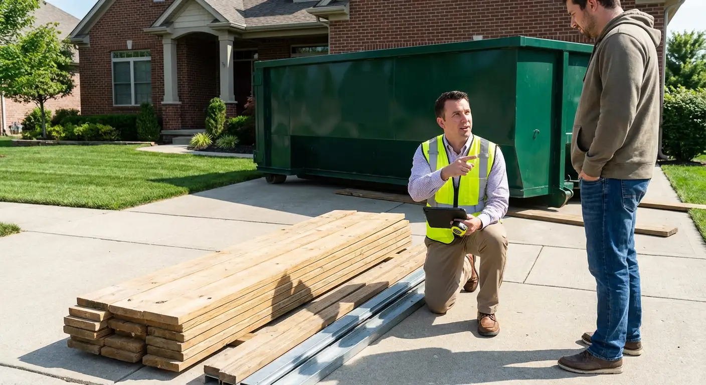 Dumpster rental delivery truck in Burbank