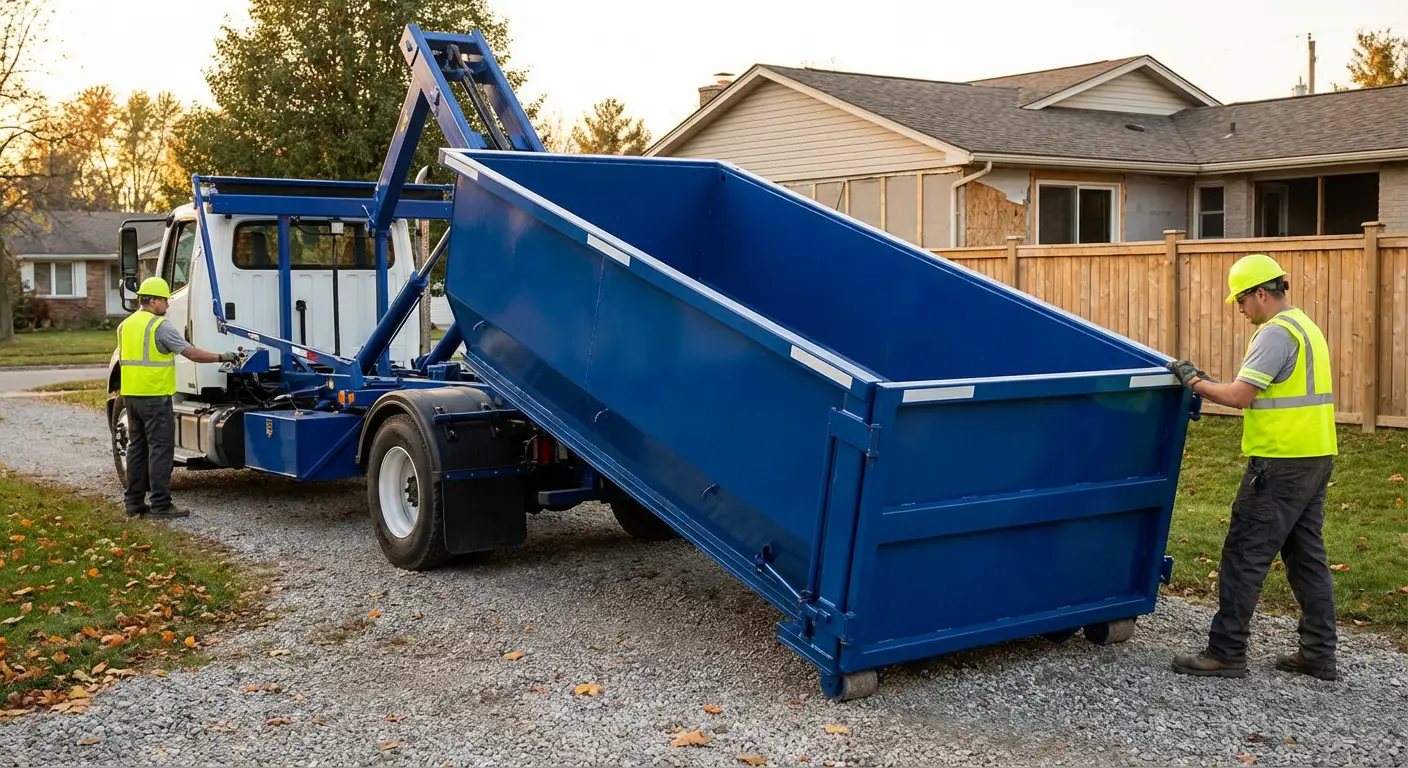 Roll-off dumpster rental delivery truck in Burbank, CA