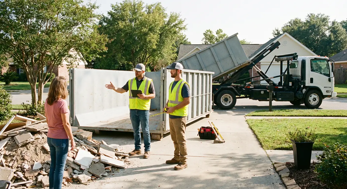Media City Roll-Off dumpster delivery truck in Burbank, CA