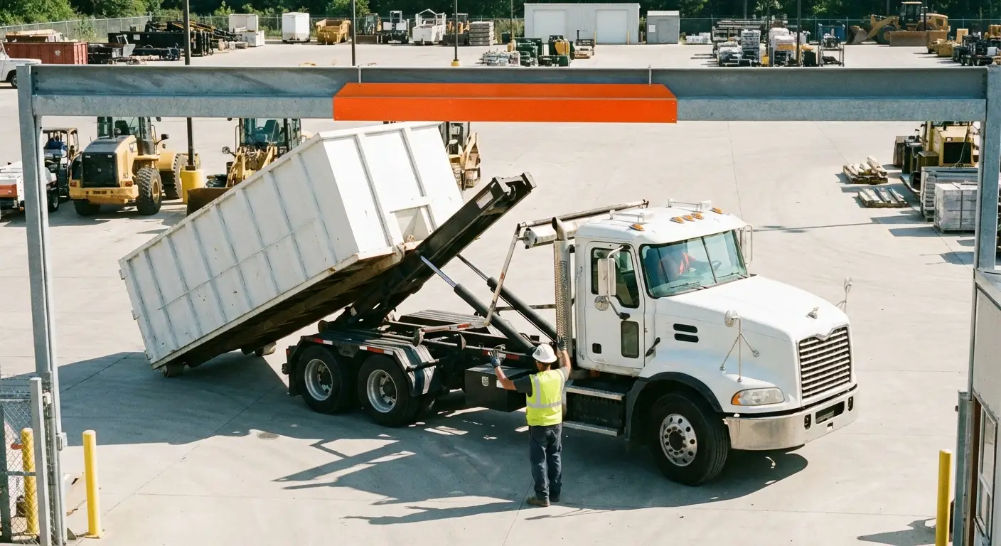 Commercial dumpster delivery truck specifications and clearance requirements in Burbank, CA